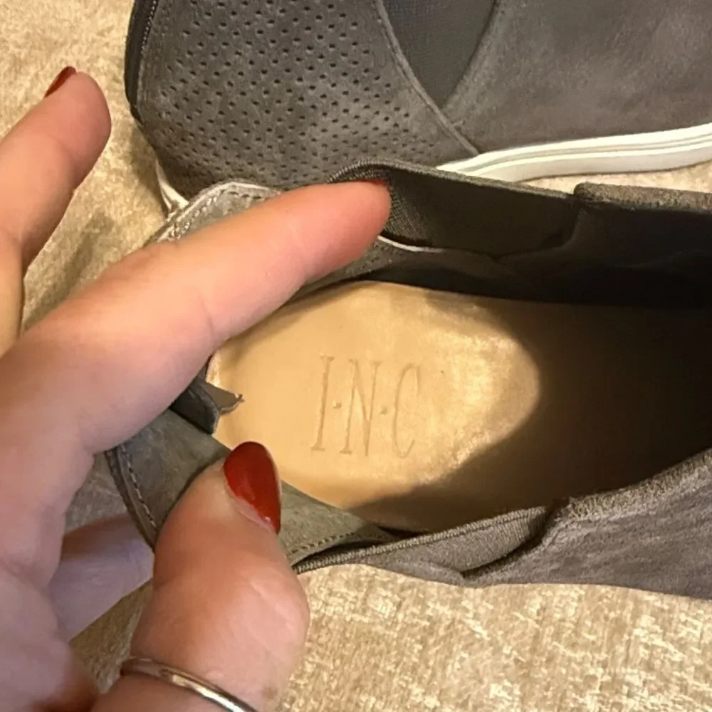 INC International Concepts Tayla hidden heel suede ankle wedge sneaker
